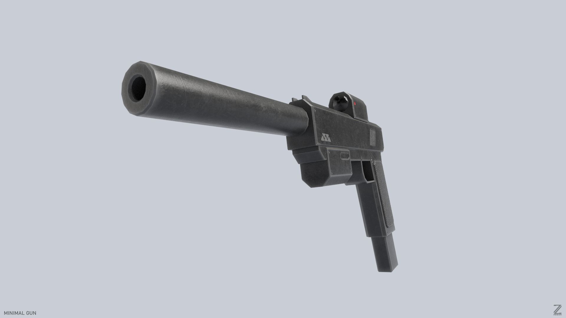 Minimal gun Low-poly 3D model_4
