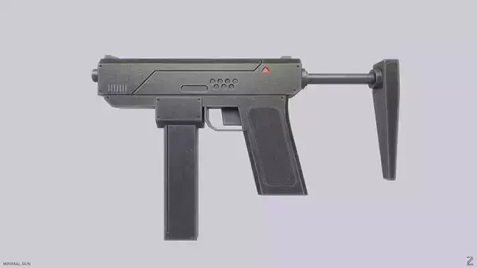 Minimal gun Low-poly 3D model