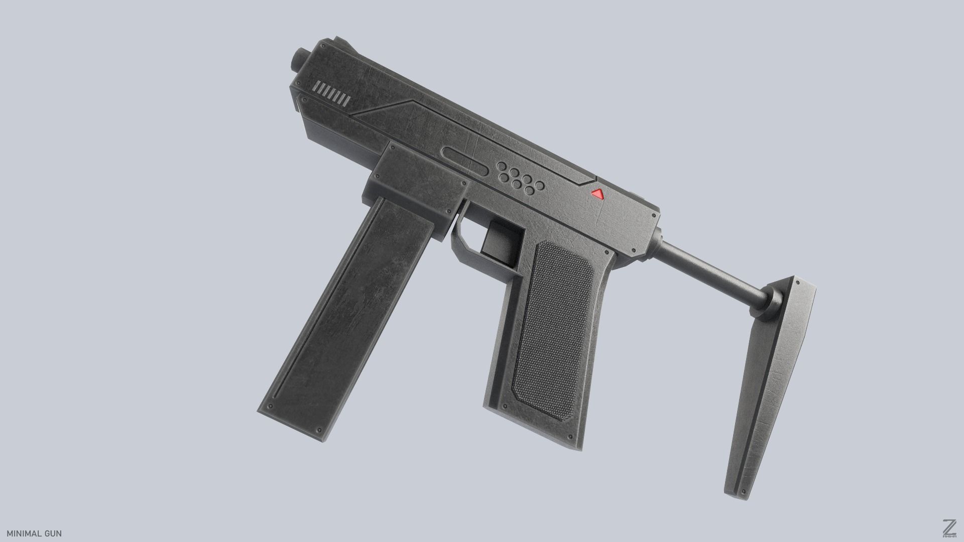 Minimal gun Low-poly 3D model_3