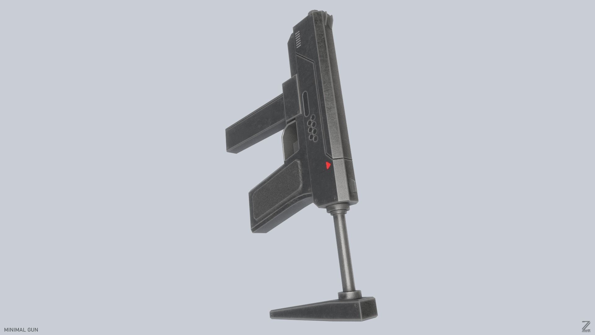 Minimal gun Low-poly 3D model_5