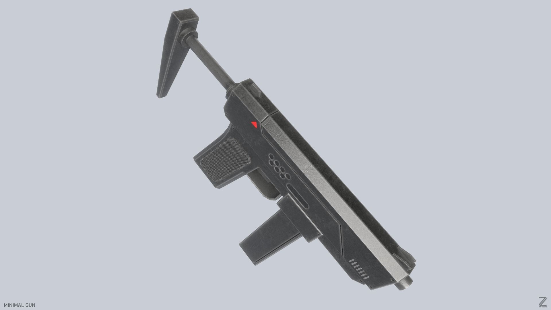 Minimal gun Low-poly 3D model_7
