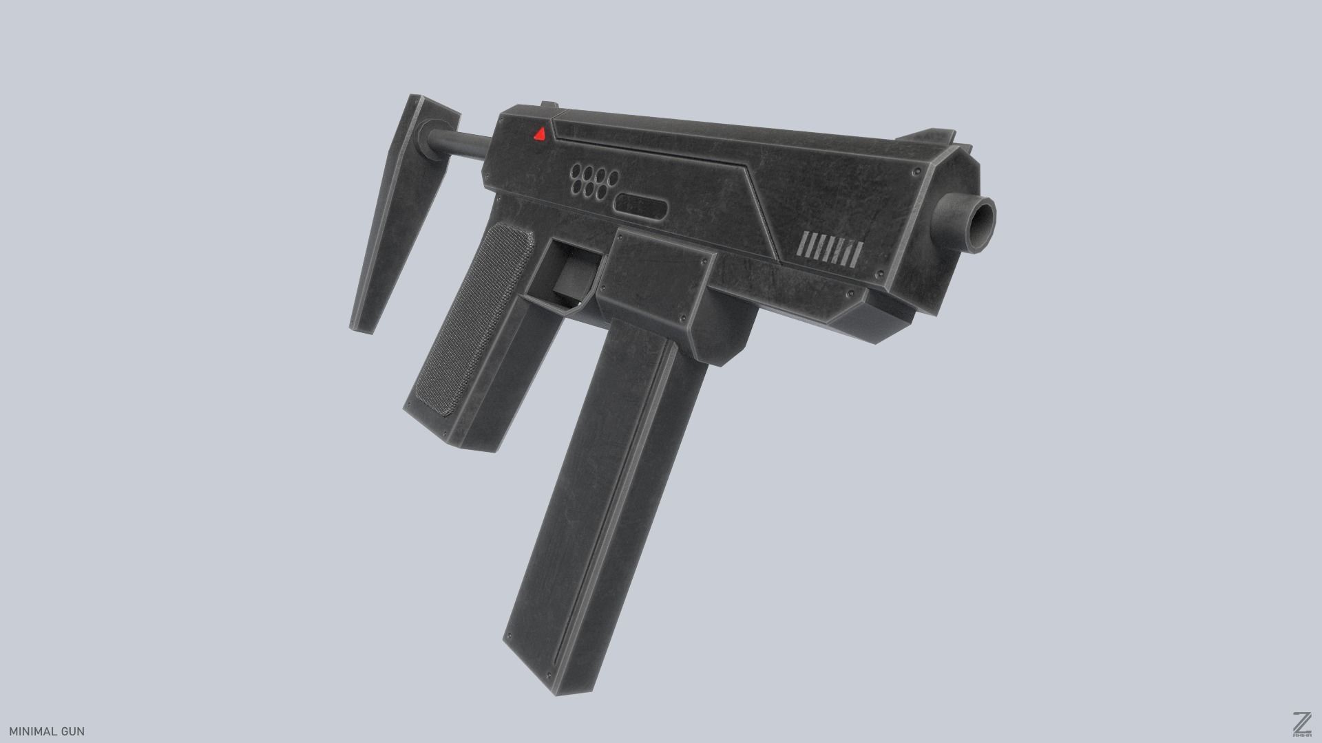 Minimal gun Low-poly 3D model_6