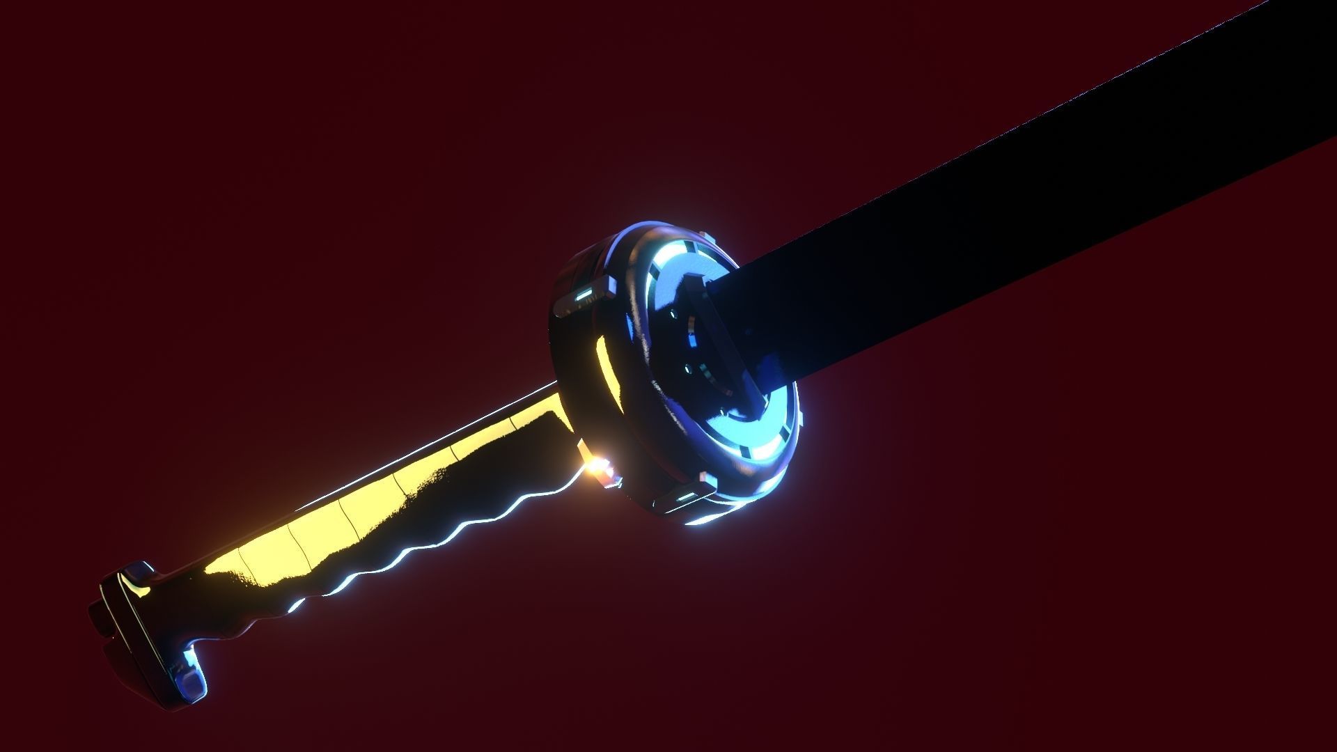 Gantz anime-manga katana lowpoly Low-poly 3D model_5