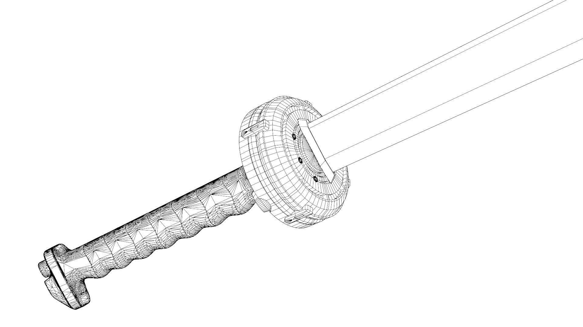 Gantz anime-manga katana lowpoly Low-poly 3D model_27