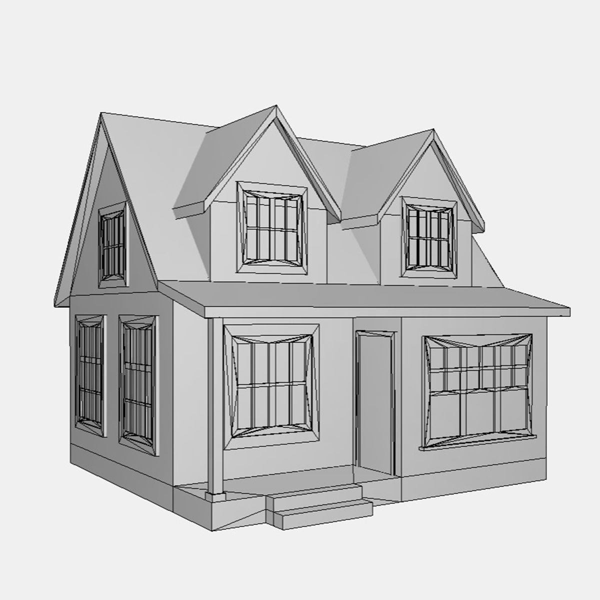 American Style Cottage - Town House Model Low-poly 3D model_6