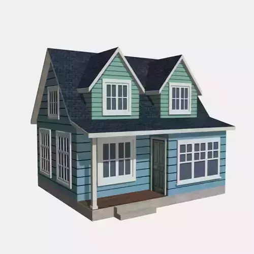 American Style Cottage - Town House Model Low-poly 3D model