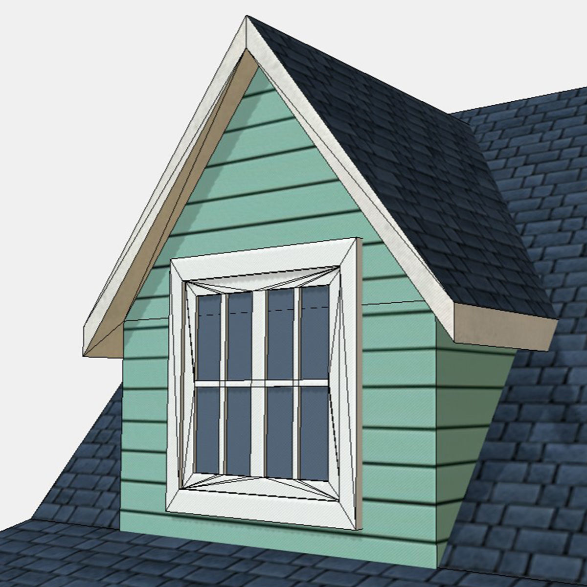 American Style Cottage - Town House Model Low-poly 3D model_7