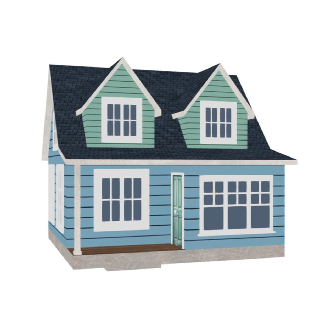 American Style Cottage - Town House Model Low-poly 3D model_8