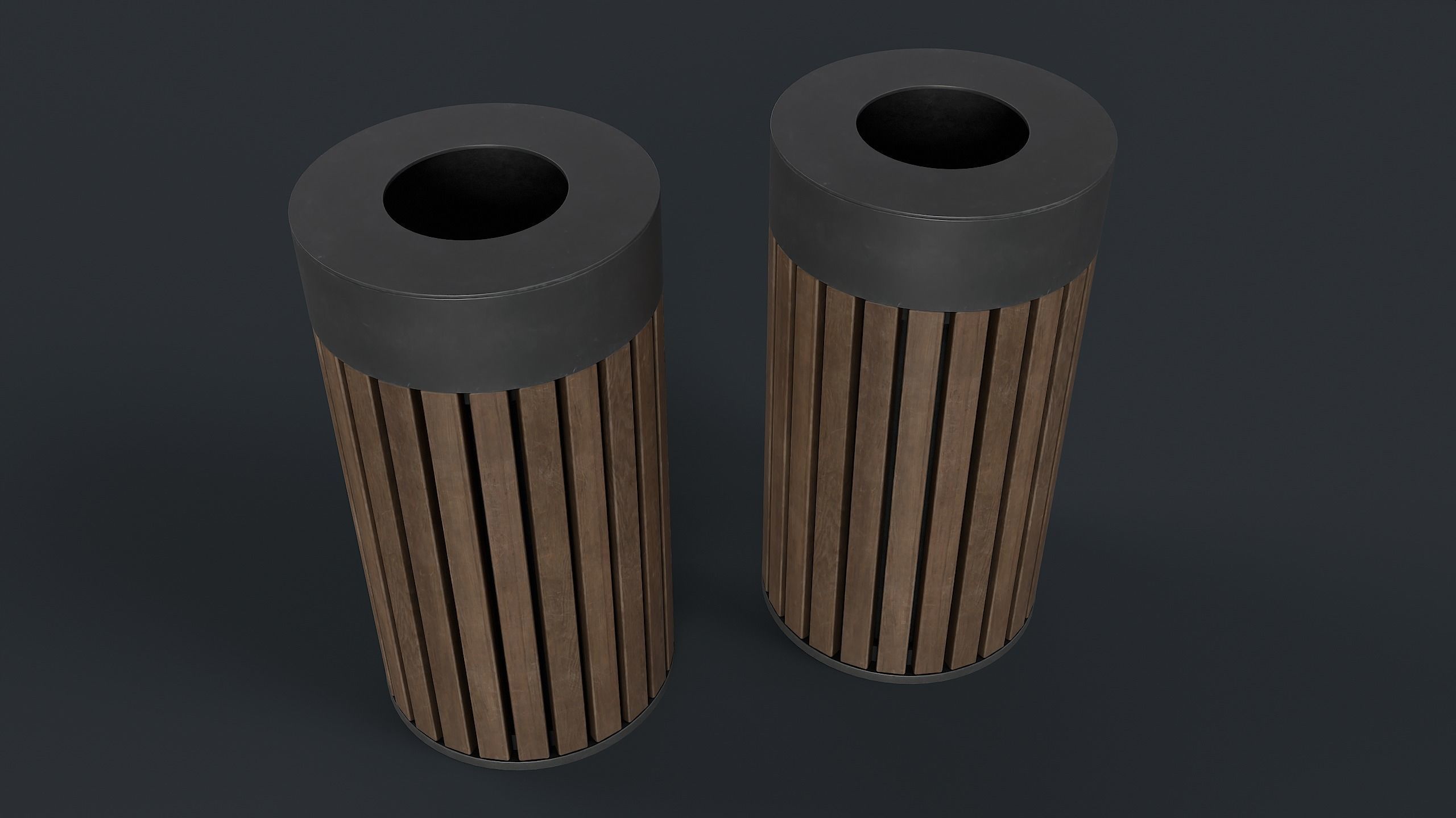 Street Trash Can 42 PBR Game Ready Low-poly 3D model_3