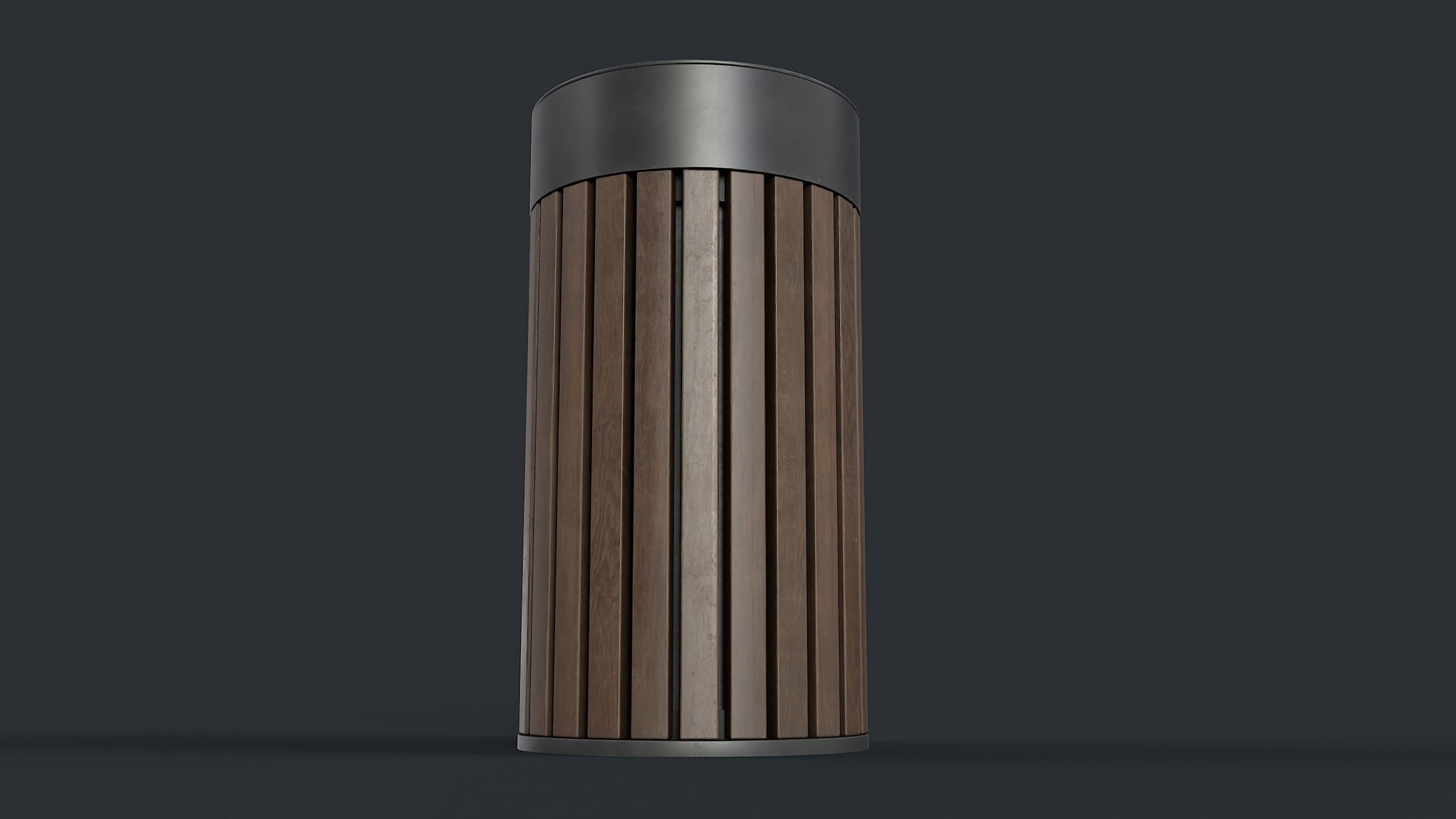 Street Trash Can 42 PBR Game Ready Low-poly 3D model_6