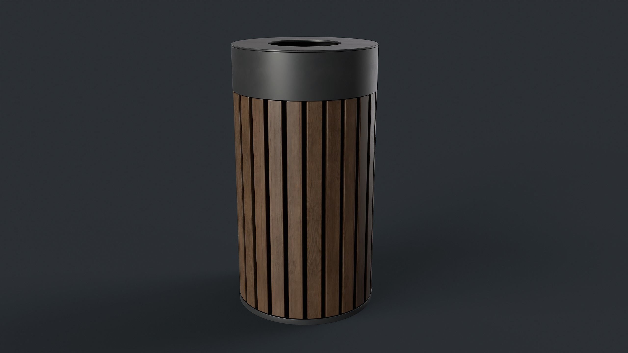 Street Trash Can 42 PBR Game Ready Low-poly 3D model_12
