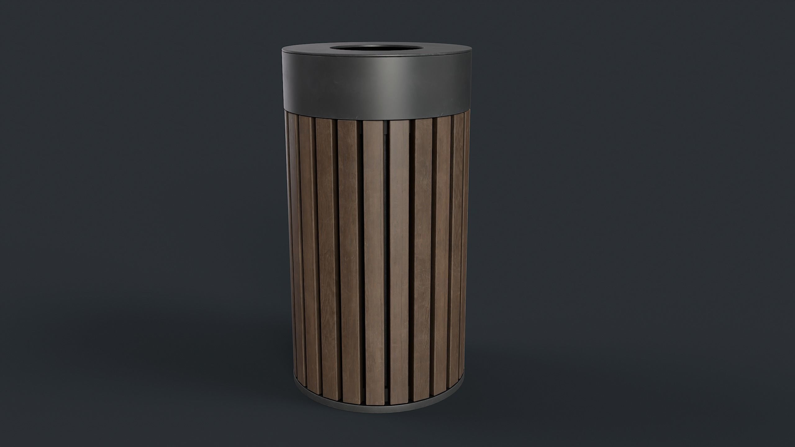 Street Trash Can 42 PBR Game Ready Low-poly 3D model_4