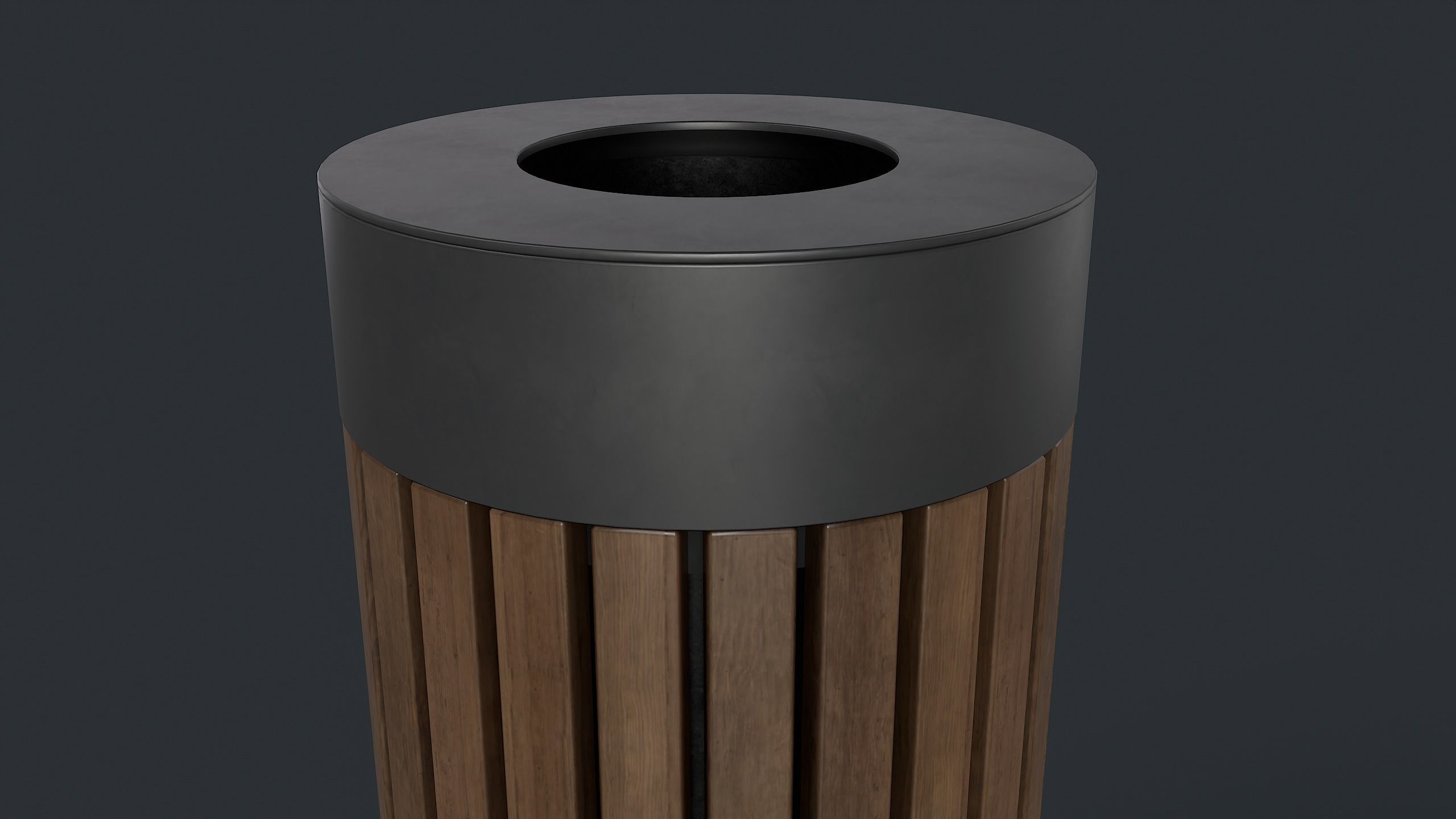 Street Trash Can 42 PBR Game Ready Low-poly 3D model_14
