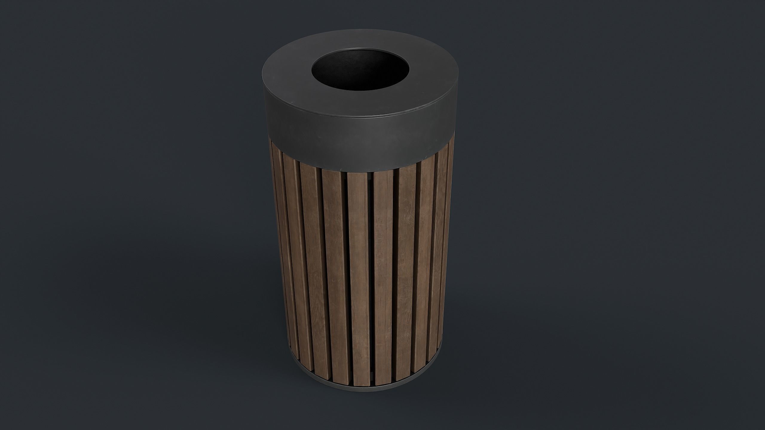 Street Trash Can 42 PBR Game Ready Low-poly 3D model_5