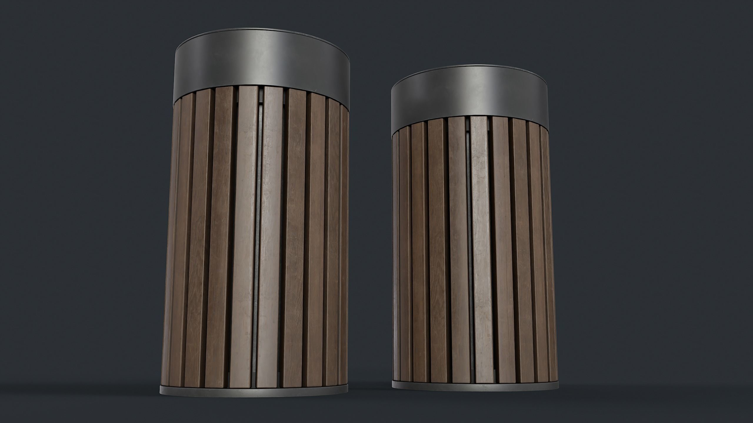 Street Trash Can 42 PBR Game Ready Low-poly 3D model_2