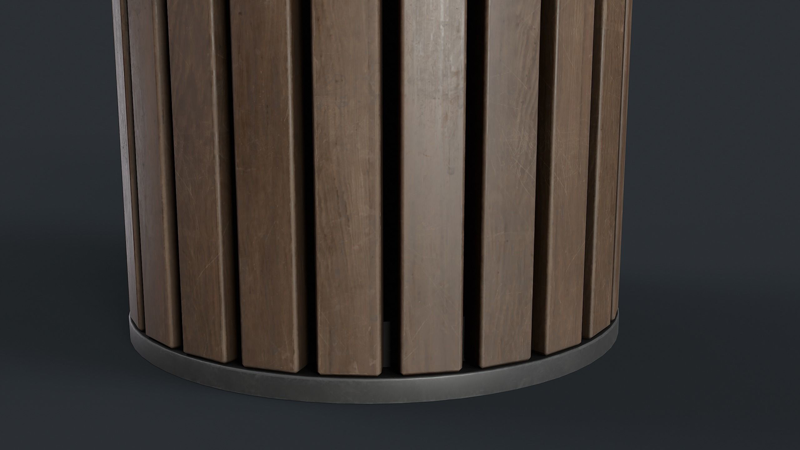 Street Trash Can 42 PBR Game Ready Low-poly 3D model_10