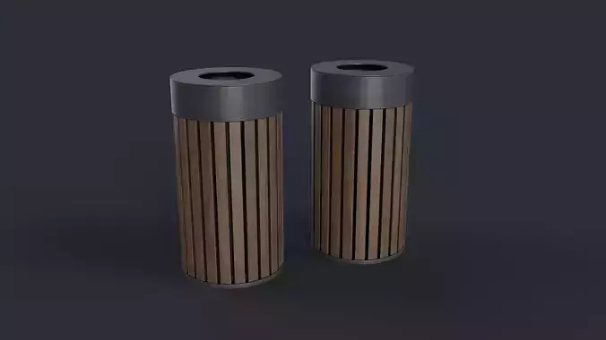 Street Trash Can 42 PBR Game Ready Low-poly 3D model