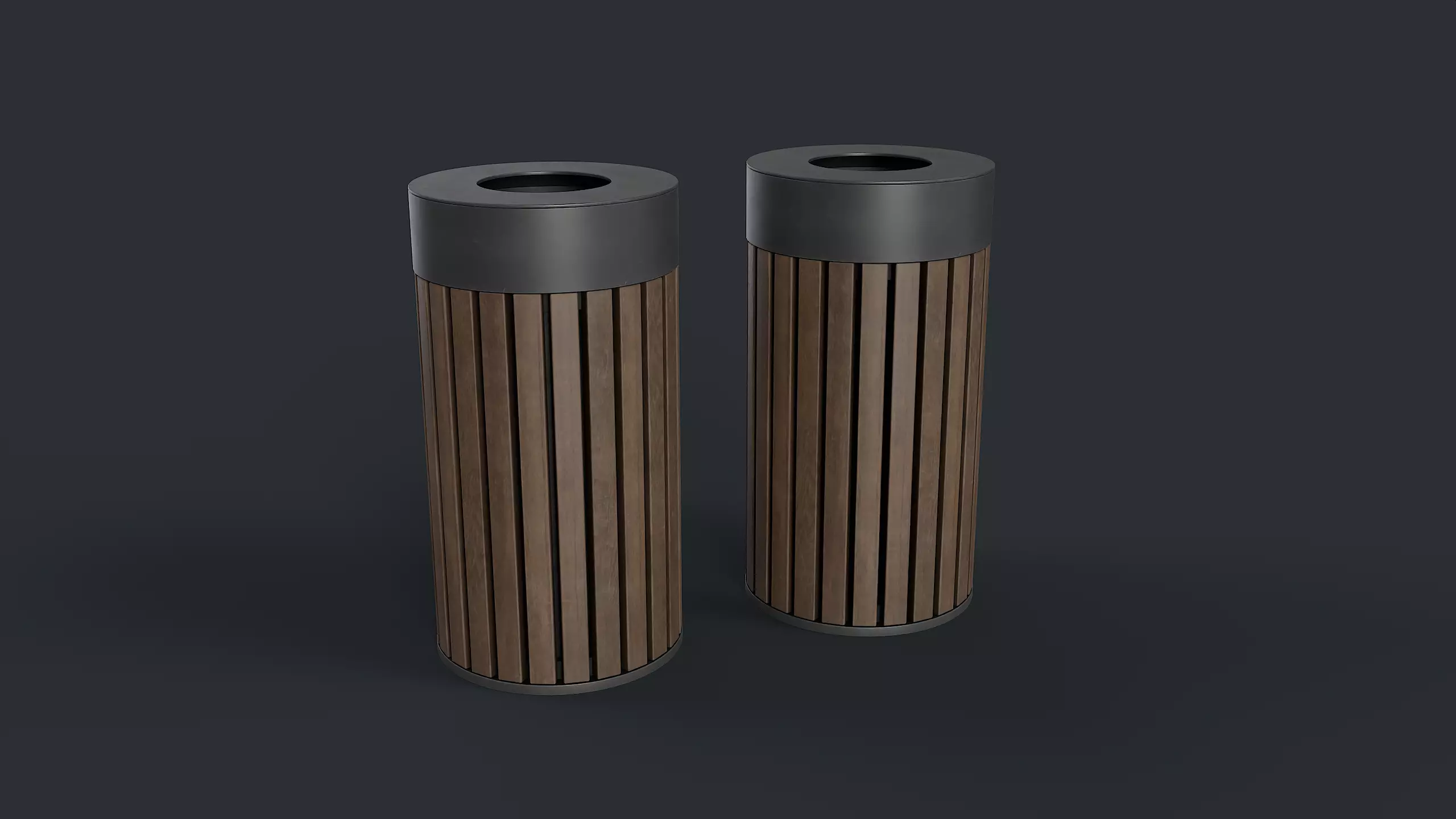 Street Trash Can 42 PBR Game Ready Low-poly 3D model_0
