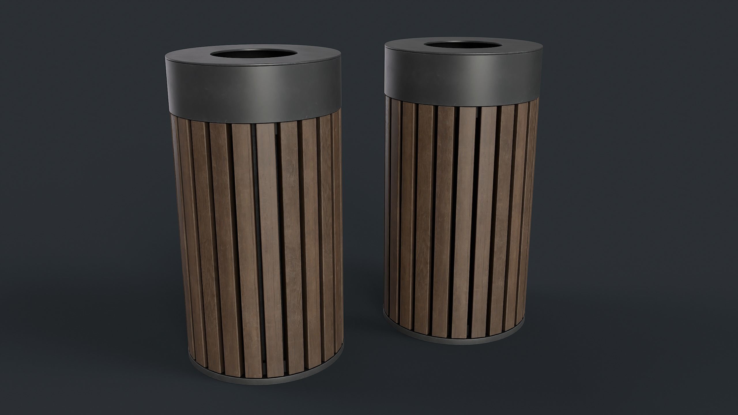 Street Trash Can 42 PBR Game Ready Low-poly 3D model_1