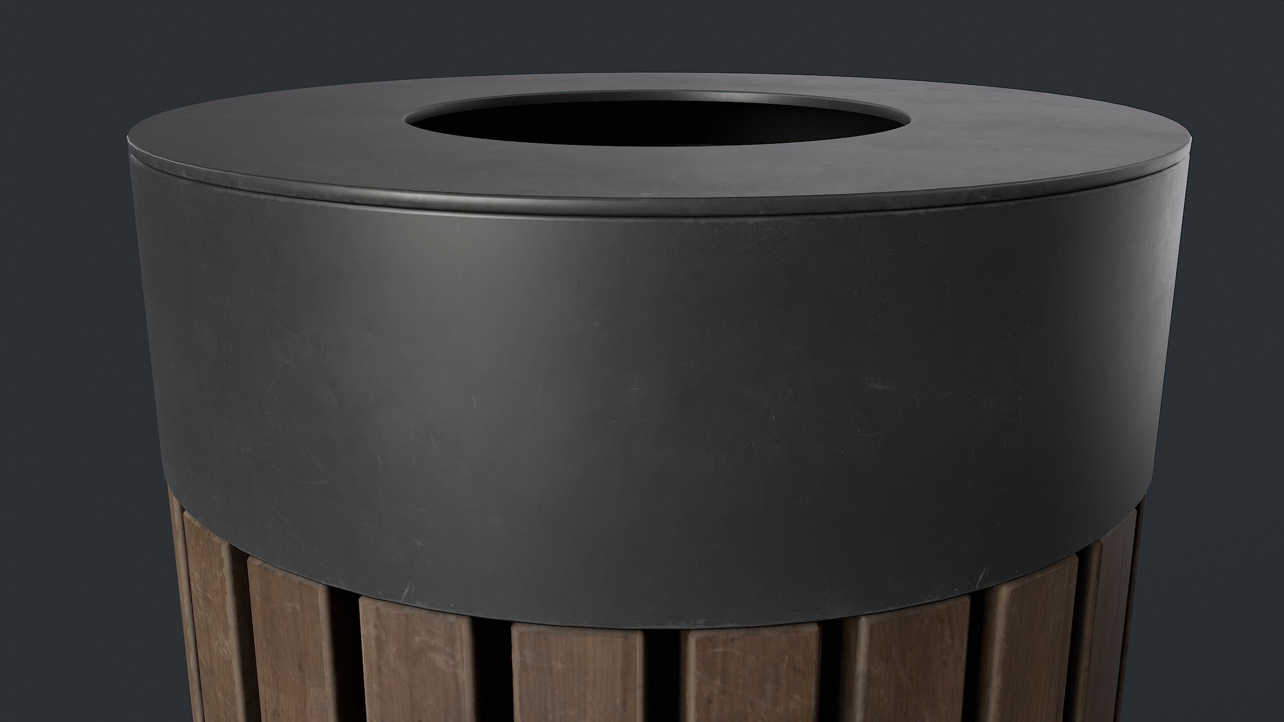 Street Trash Can 42 PBR Game Ready Low-poly 3D model_11