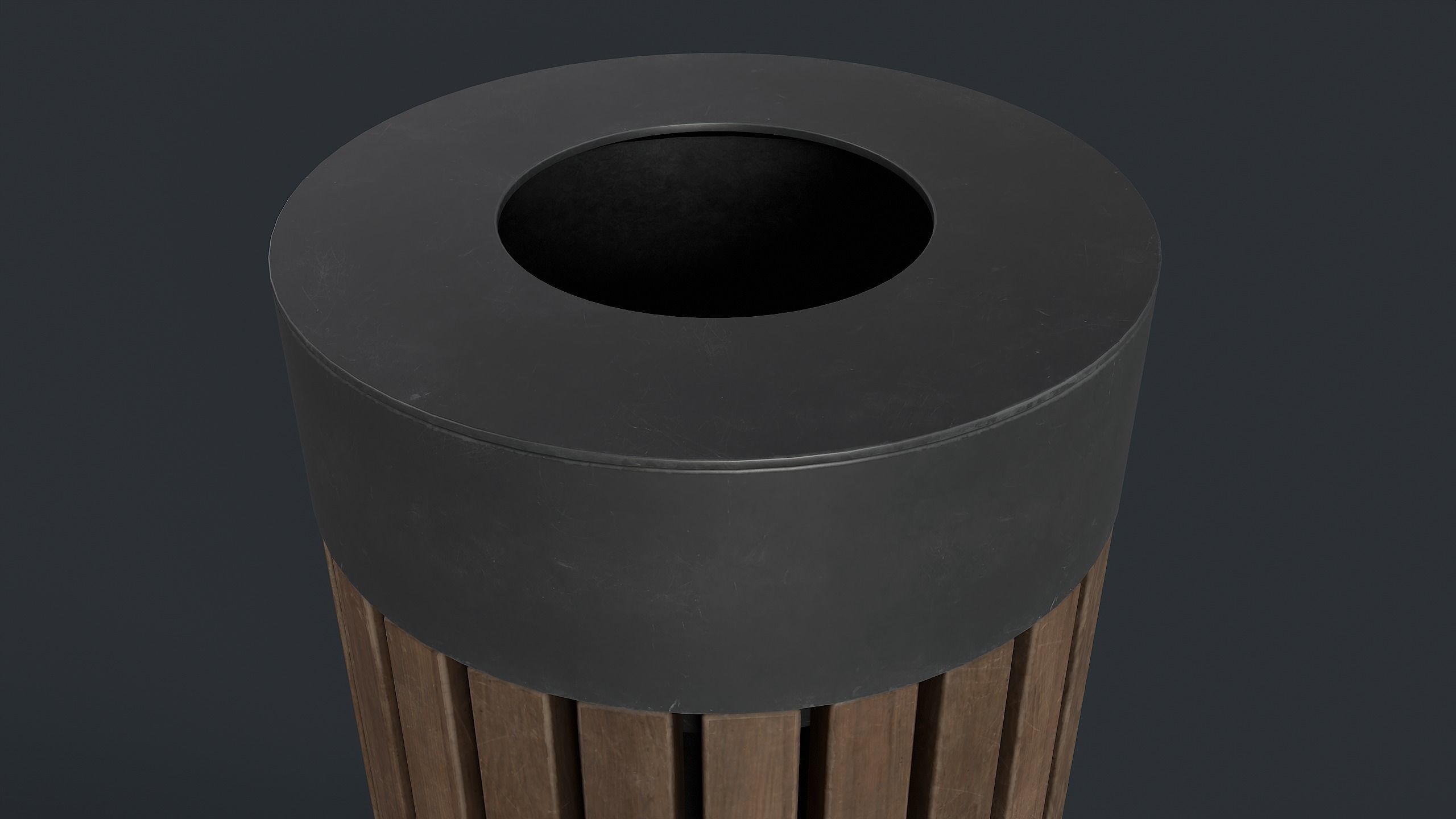 Street Trash Can 42 PBR Game Ready Low-poly 3D model_7