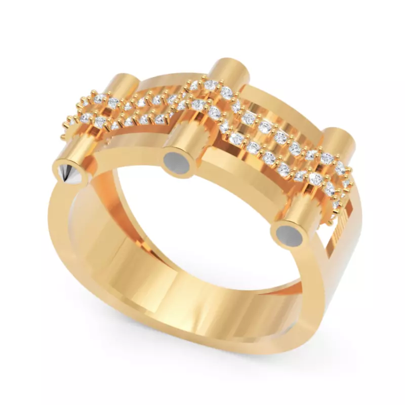 Bold Geometric Diamond Ring with Vertical Pillars 3D print model