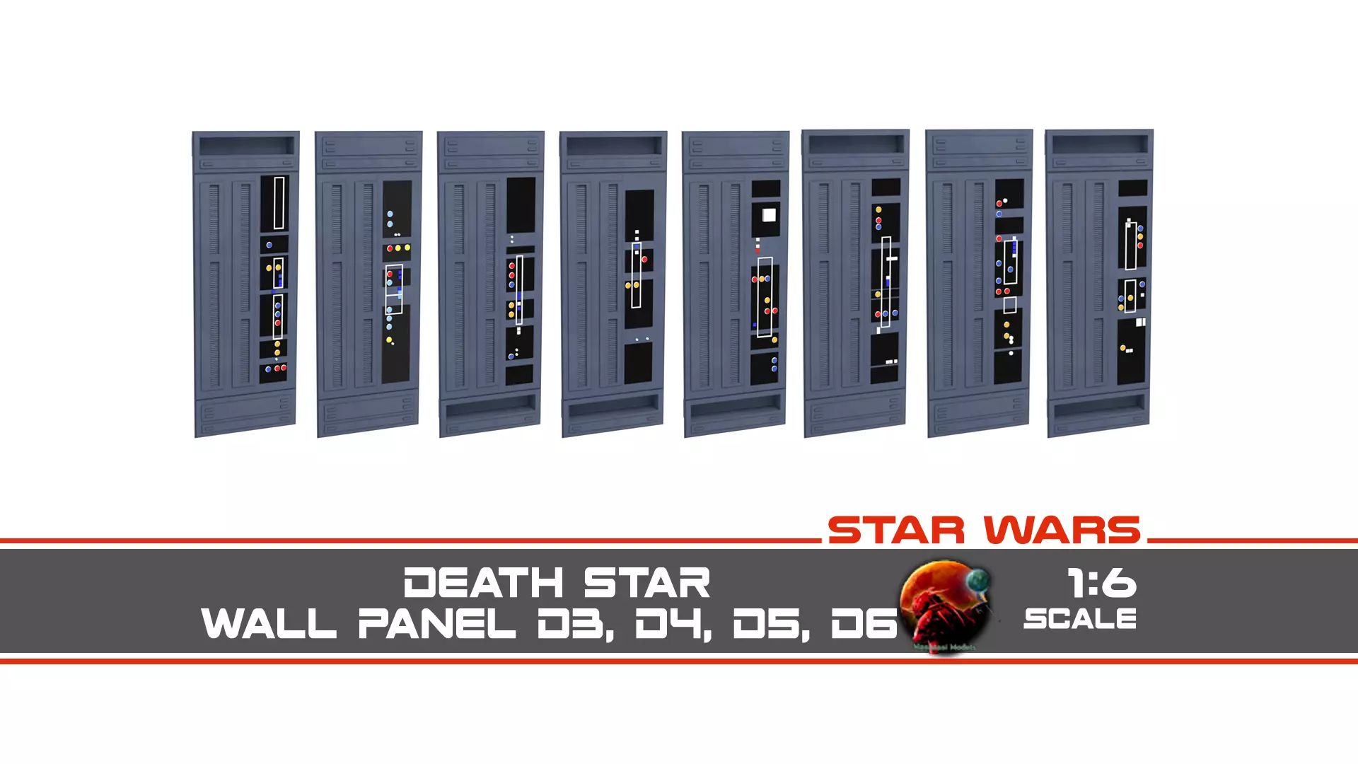 Death Star Wall Panel - D3 D4 D5 D6 - 1-6 scale Hottoys  3D print model_0