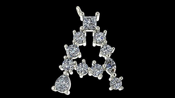 A Letter Diamond Pendant 3D-Printable Ornamental Jewelry Design 3D print model