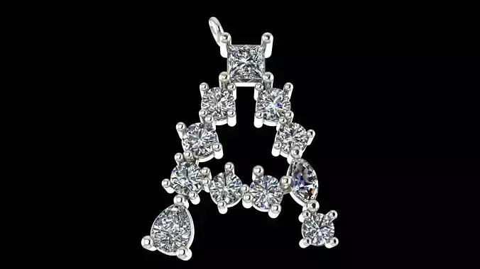 A Letter Diamond Pendant 3D-Printable Ornamental Jewelry Design 3D print model
