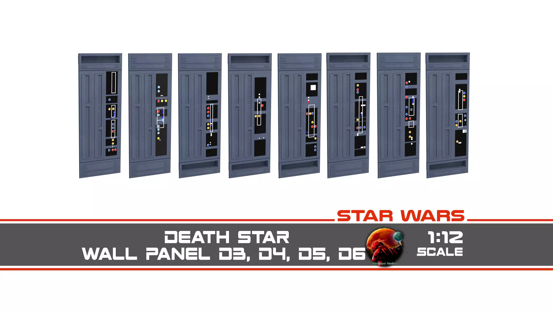 Death Star Wall Panel - D3 D4 - 1-12 scale Blackseries  3D print model_0
