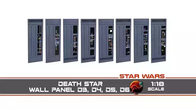 Death Star Wall Panel - D3 D4 D5 D6 - 1-18 scale Kenner Hasbro 3D print model