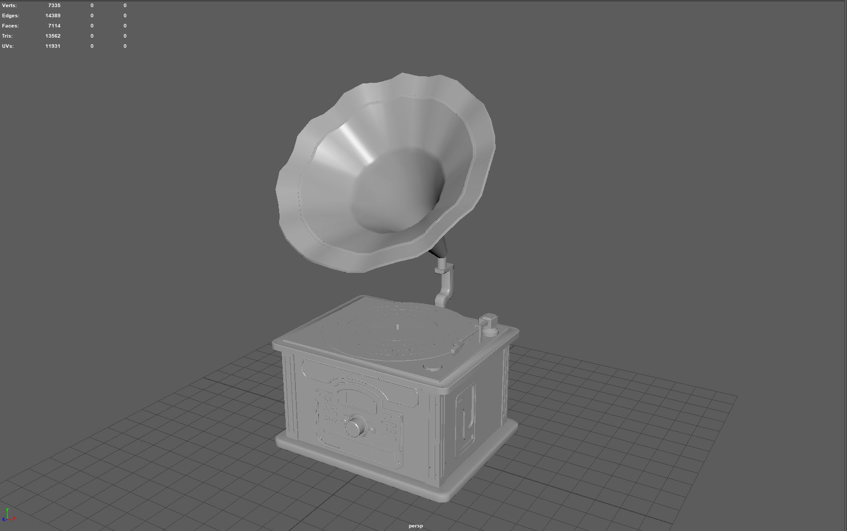 Vintage Gramophone Low-poly 3D model_6