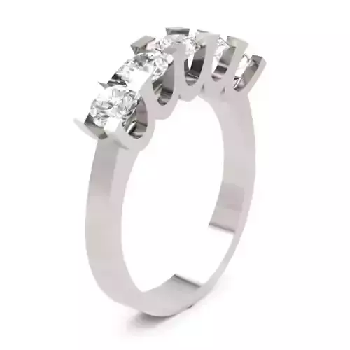 Five Stone Diamond Band Ring  0 95 Ct Round Cut