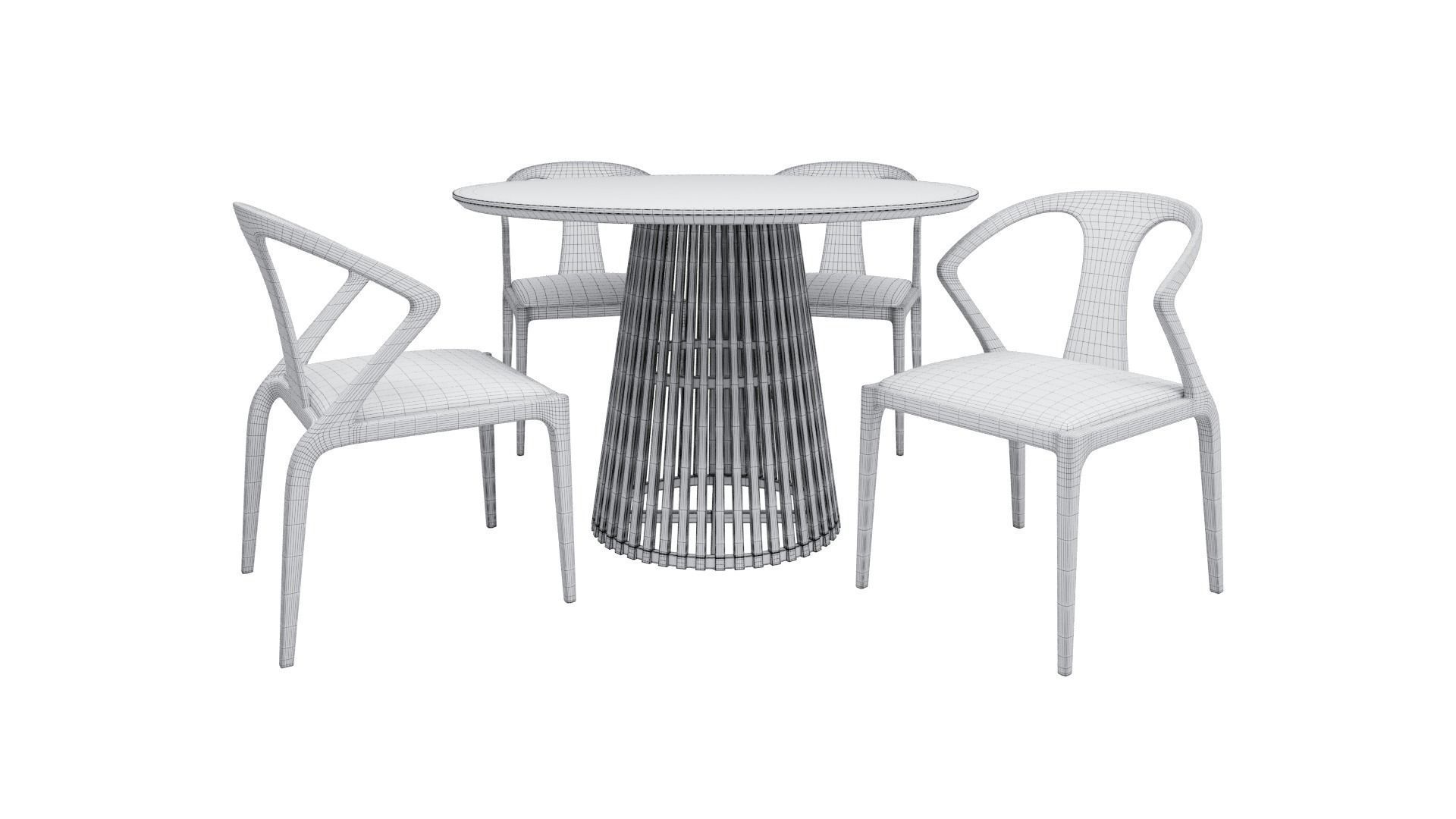 Jeanette Round table and Casa Kay dining chair 3D model_6
