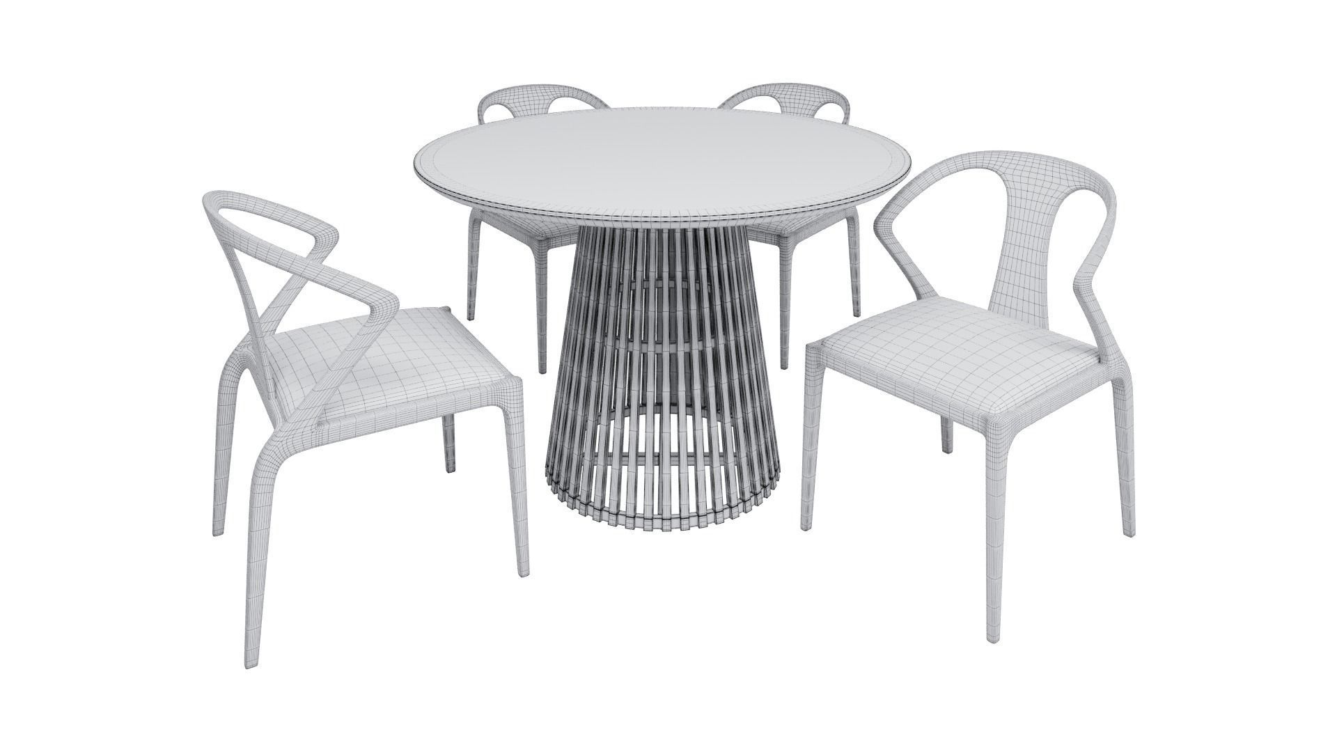 Jeanette Round table and Casa Kay dining chair 3D model_5