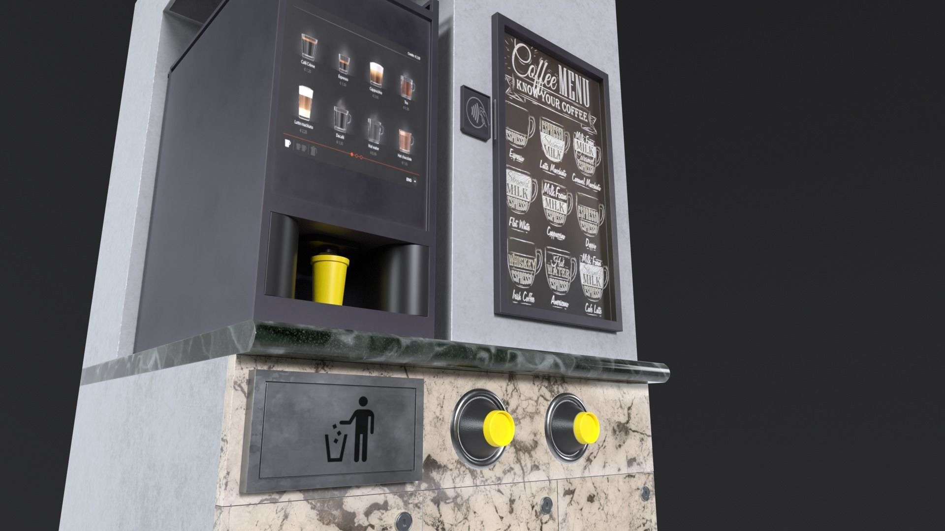 Coffee Stand cup with holder and cofee machine Low-poly 3D model_4