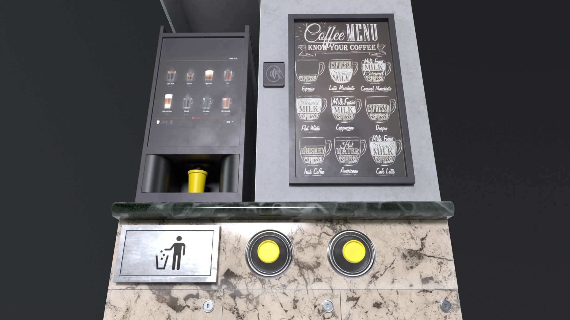 Coffee Stand cup with holder and cofee machine Low-poly 3D model_5