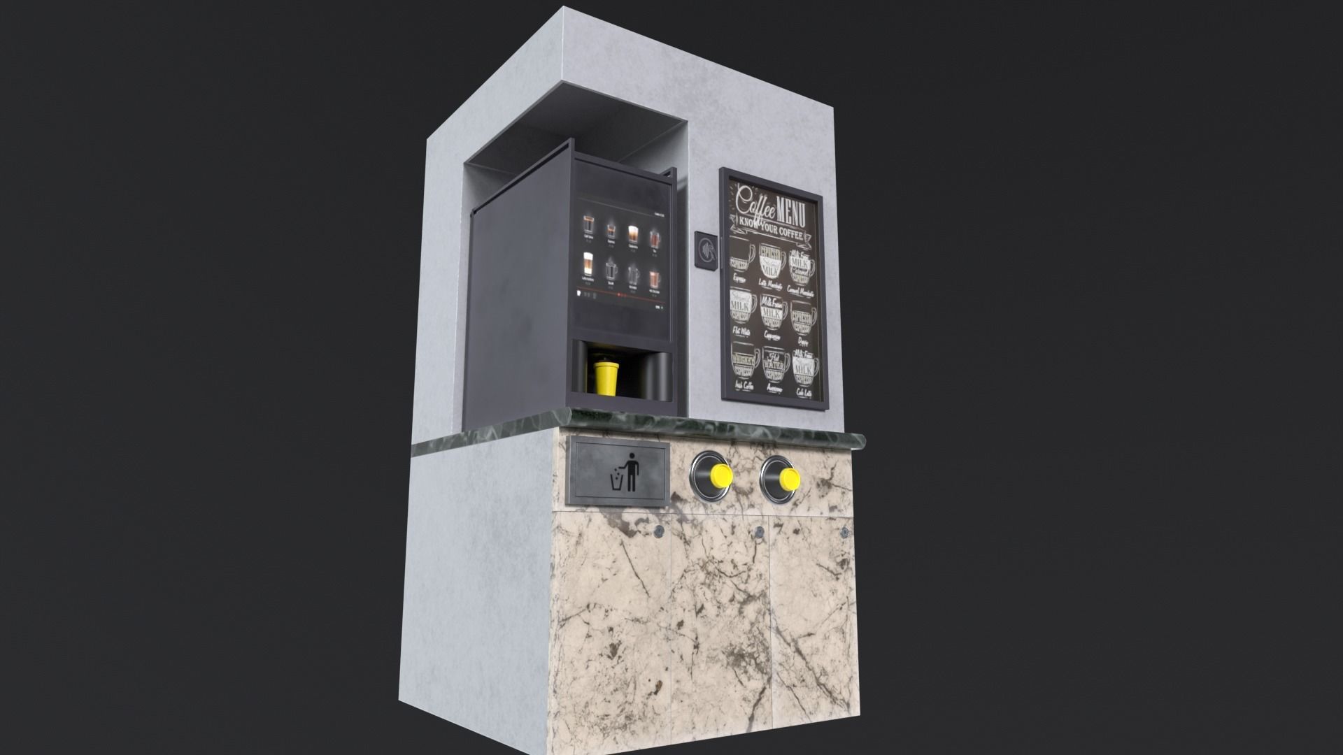 Coffee Stand cup with holder and cofee machine Low-poly 3D model_11