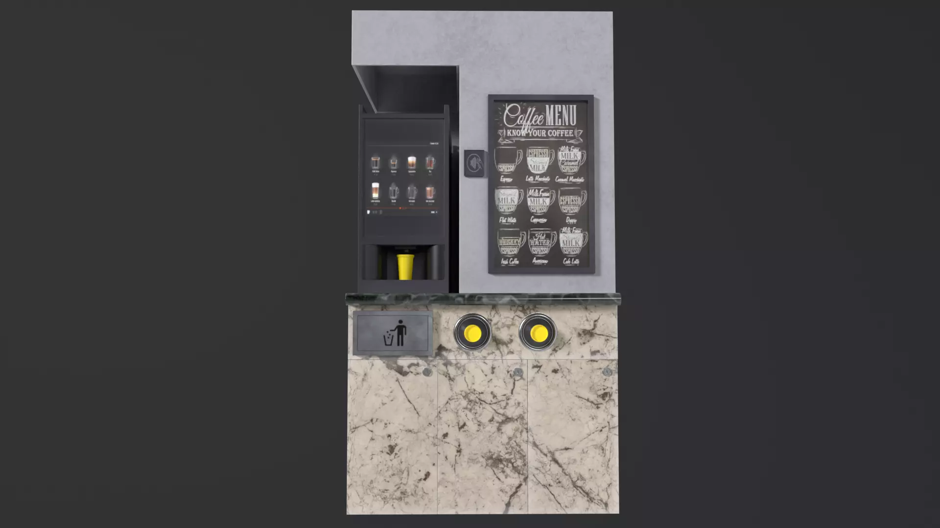 Coffee Stand cup with holder and cofee machine Low-poly 3D model_0