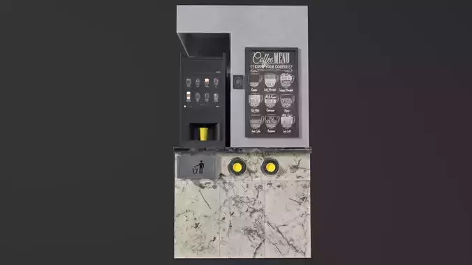 Coffee Stand cup with holder and cofee machine Low-poly 3D model