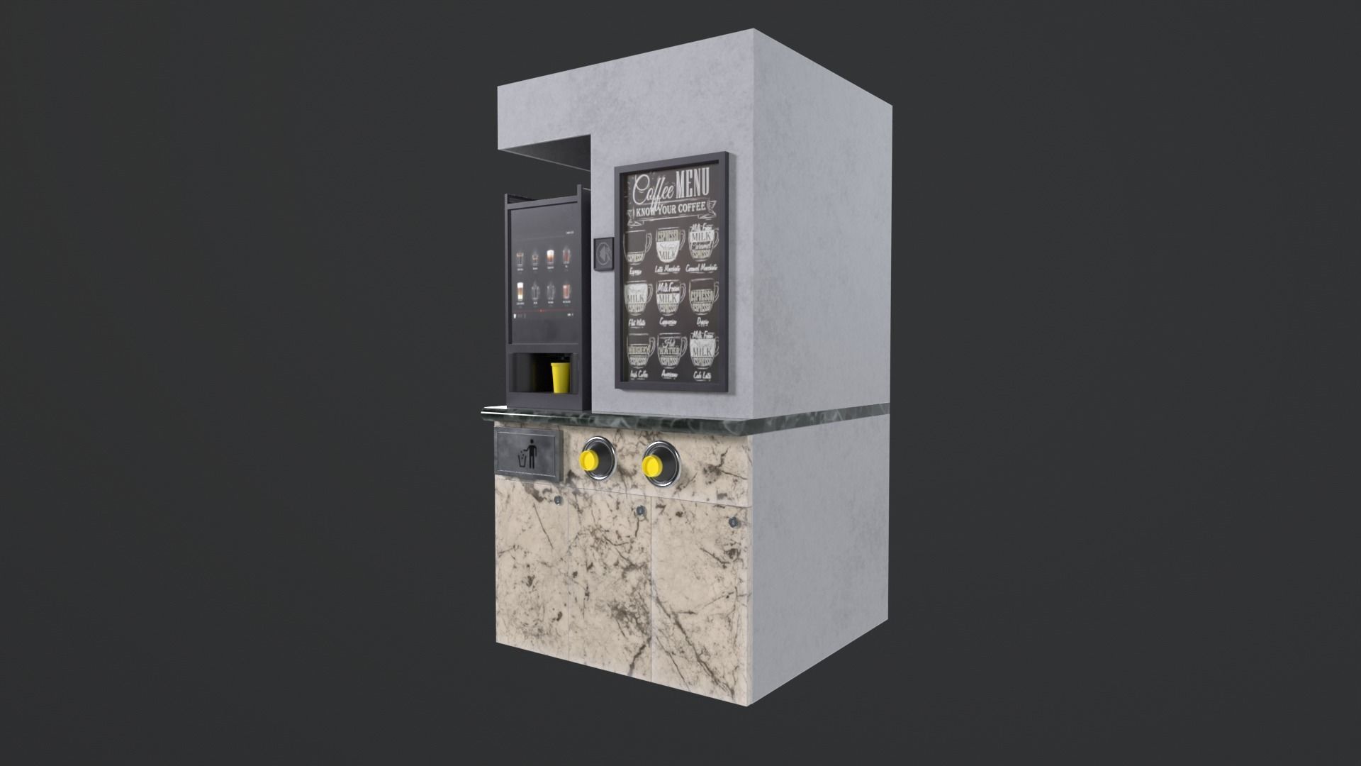 Coffee Stand cup with holder and cofee machine Low-poly 3D model_2