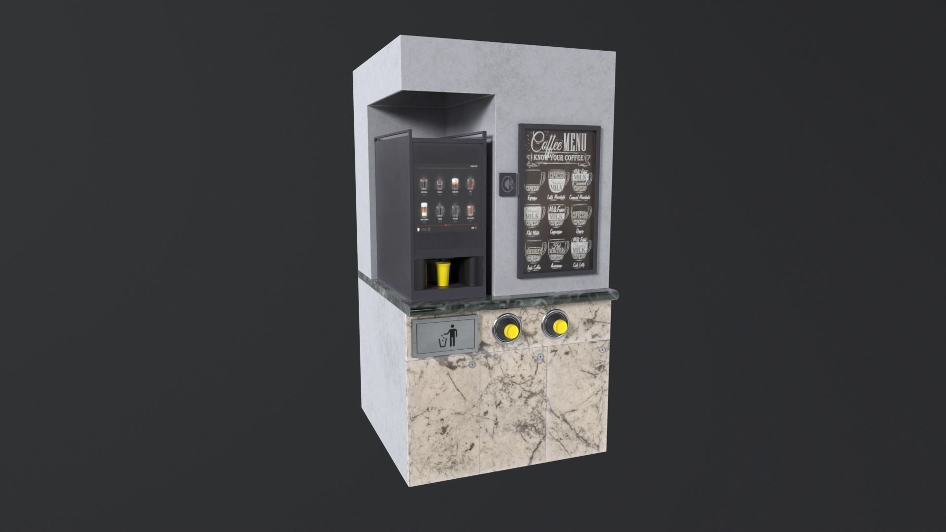 Coffee Stand cup with holder and cofee machine Low-poly 3D model_1