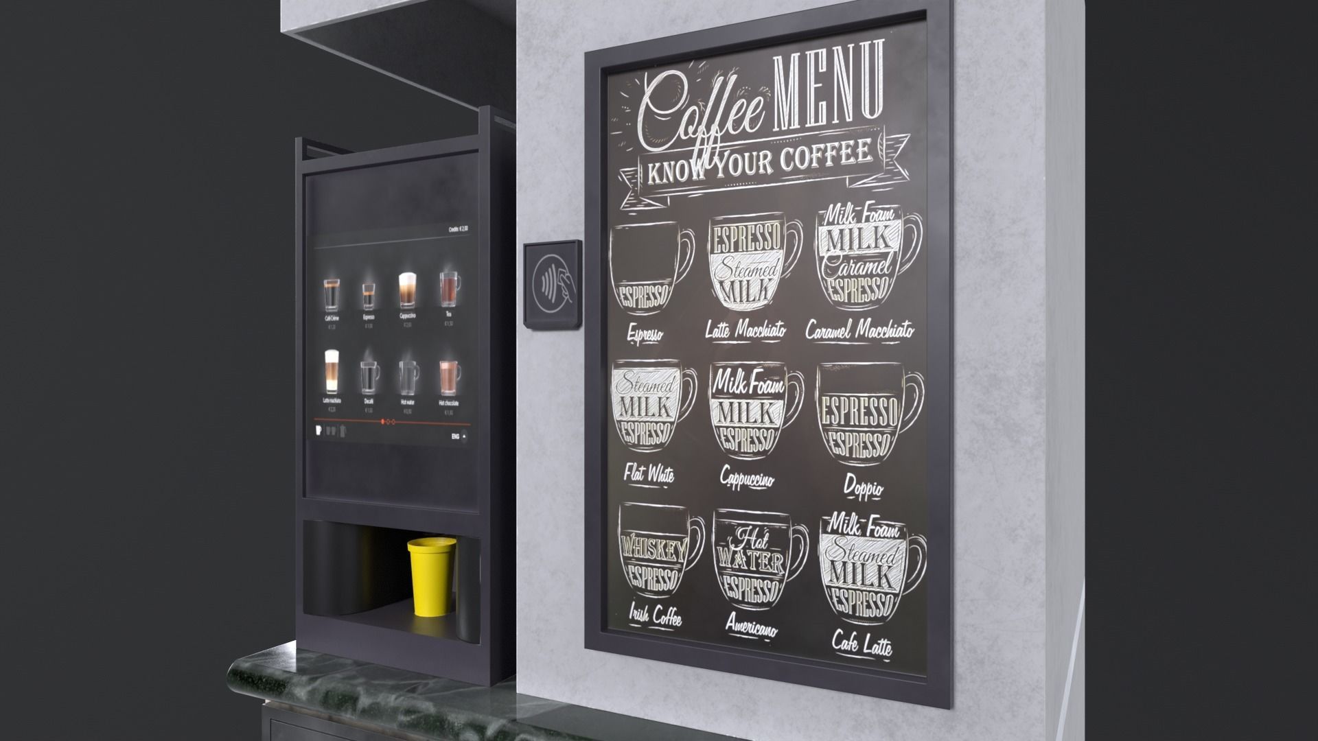 Coffee Stand cup with holder and cofee machine Low-poly 3D model_7
