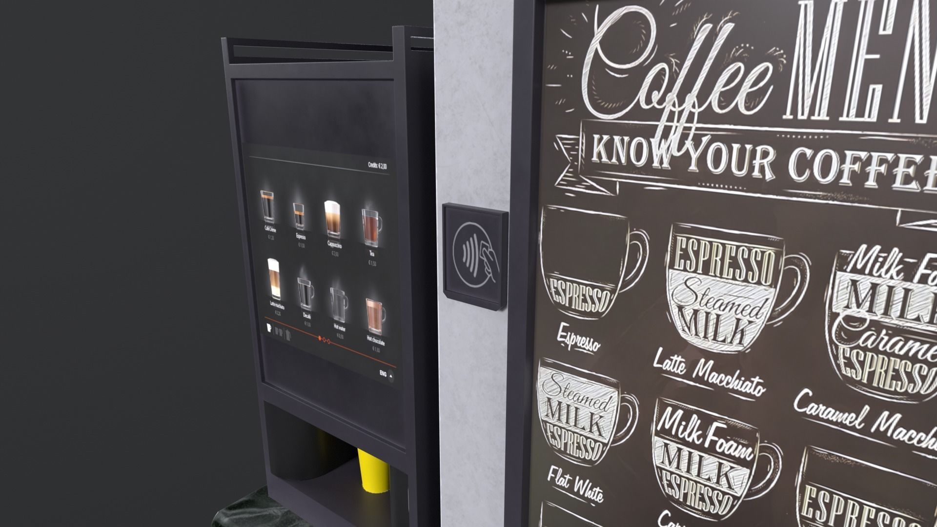 Coffee Stand cup with holder and cofee machine Low-poly 3D model_9