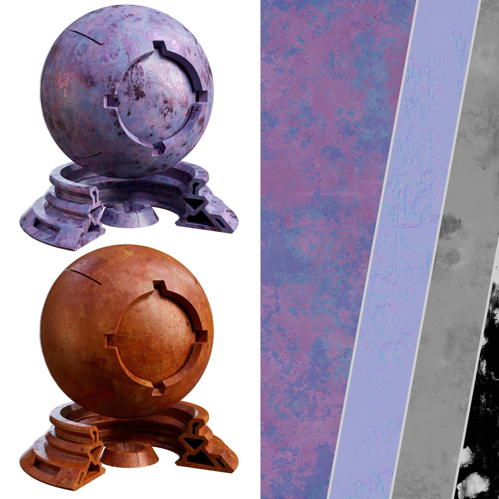 Patina Materials 13-14 - PBR - Seamless - 4k - SBSAR Low-poly 3D model_8