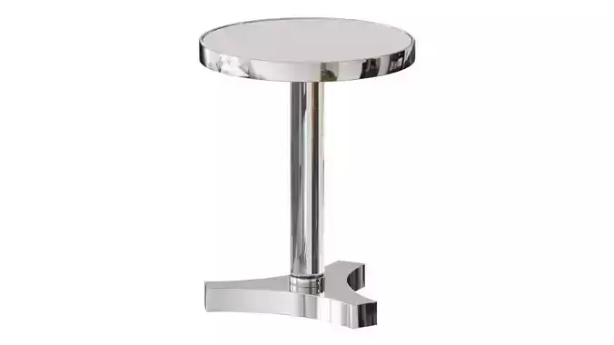 Round Chrome Accent Table with Mirror Top Clear Home