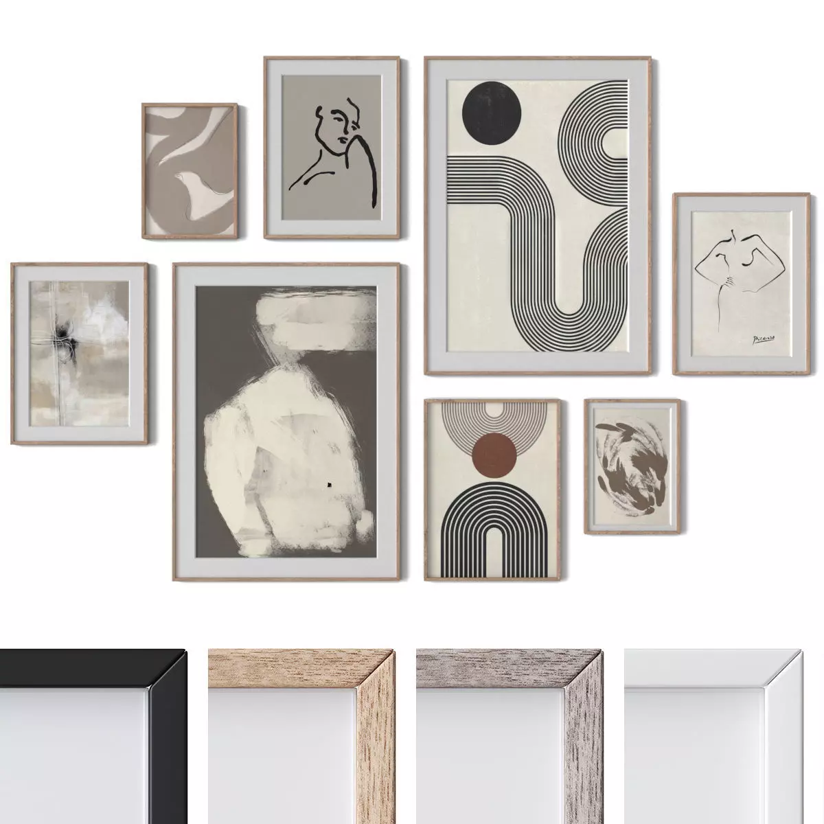 Set of 8 wall paintings 2816 3D model_0