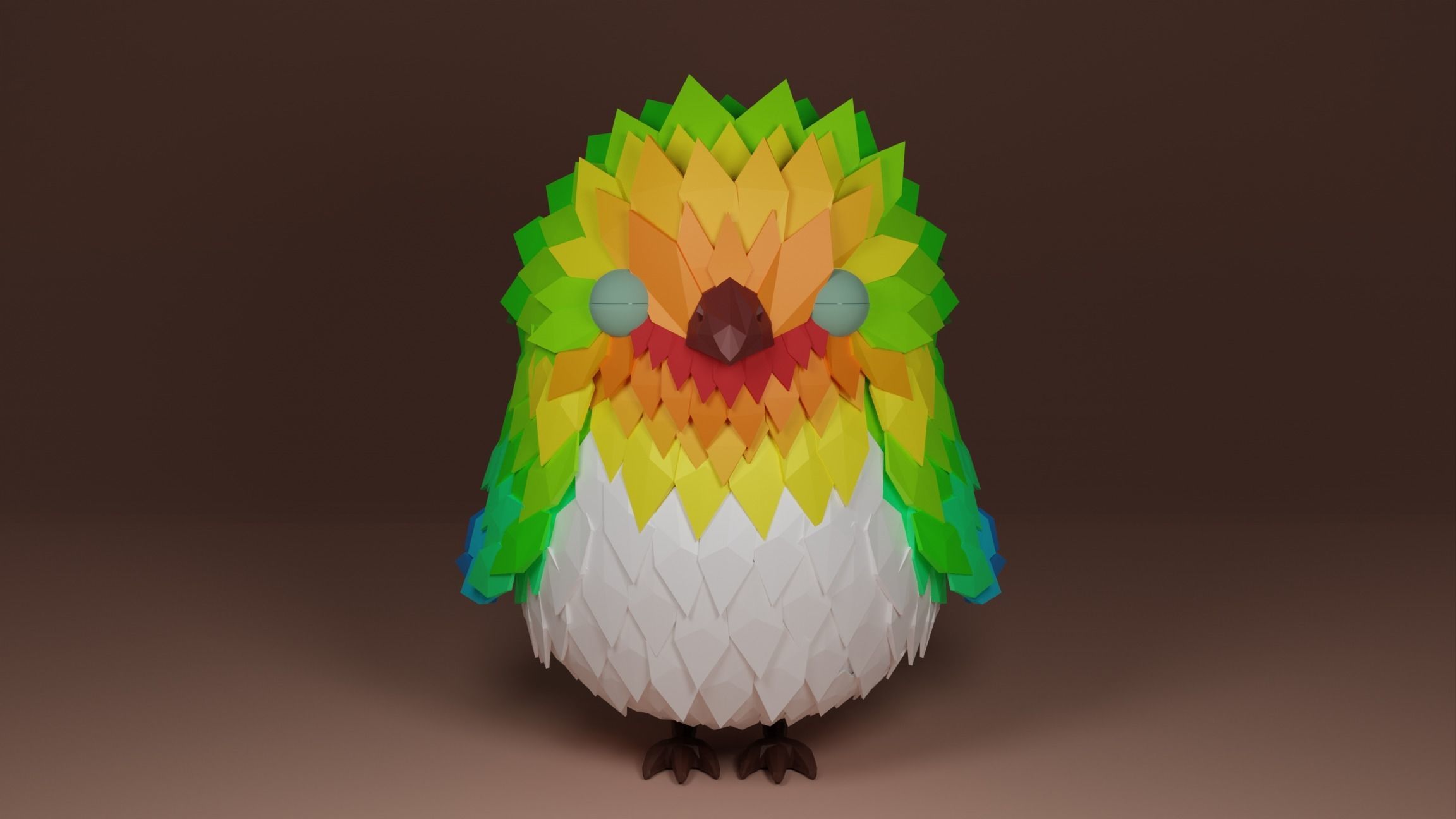 Cute lowpoly bird Low-poly 3D model_1