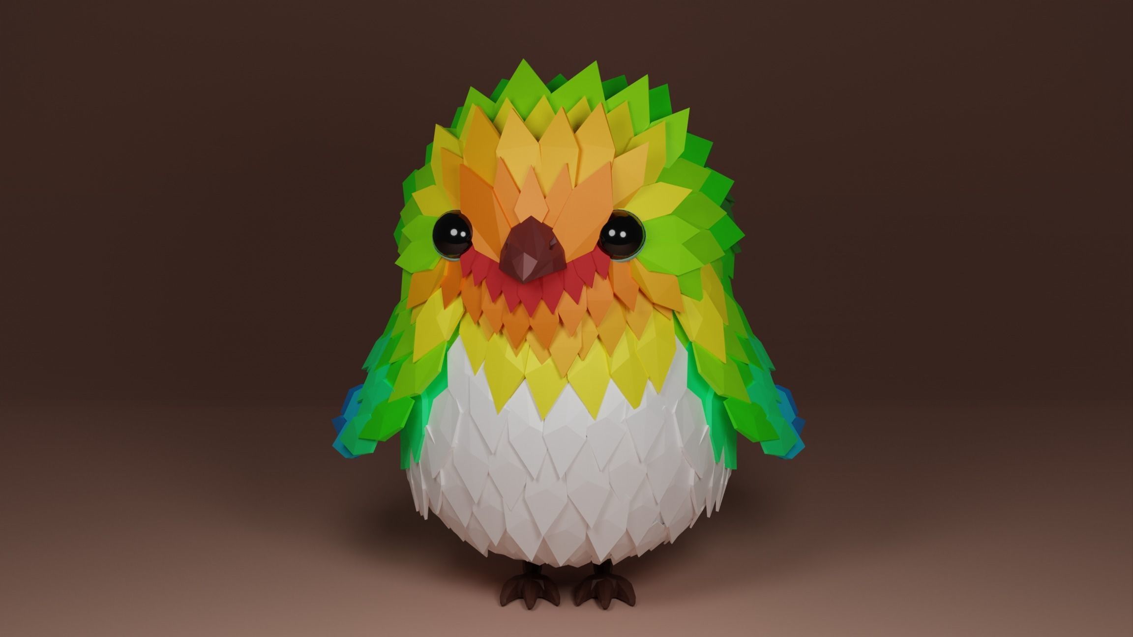 Cute lowpoly bird Low-poly 3D model_2