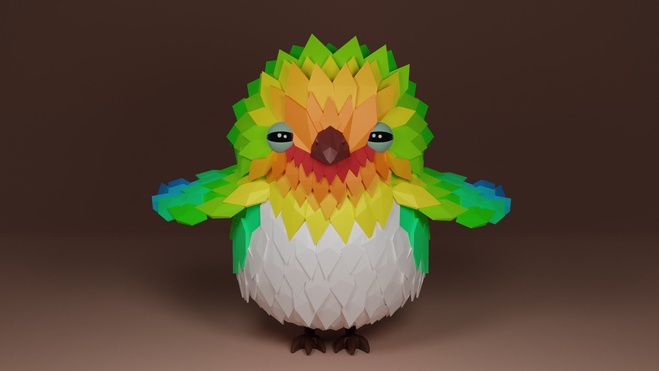 Cute lowpoly bird Low-poly 3D model_4